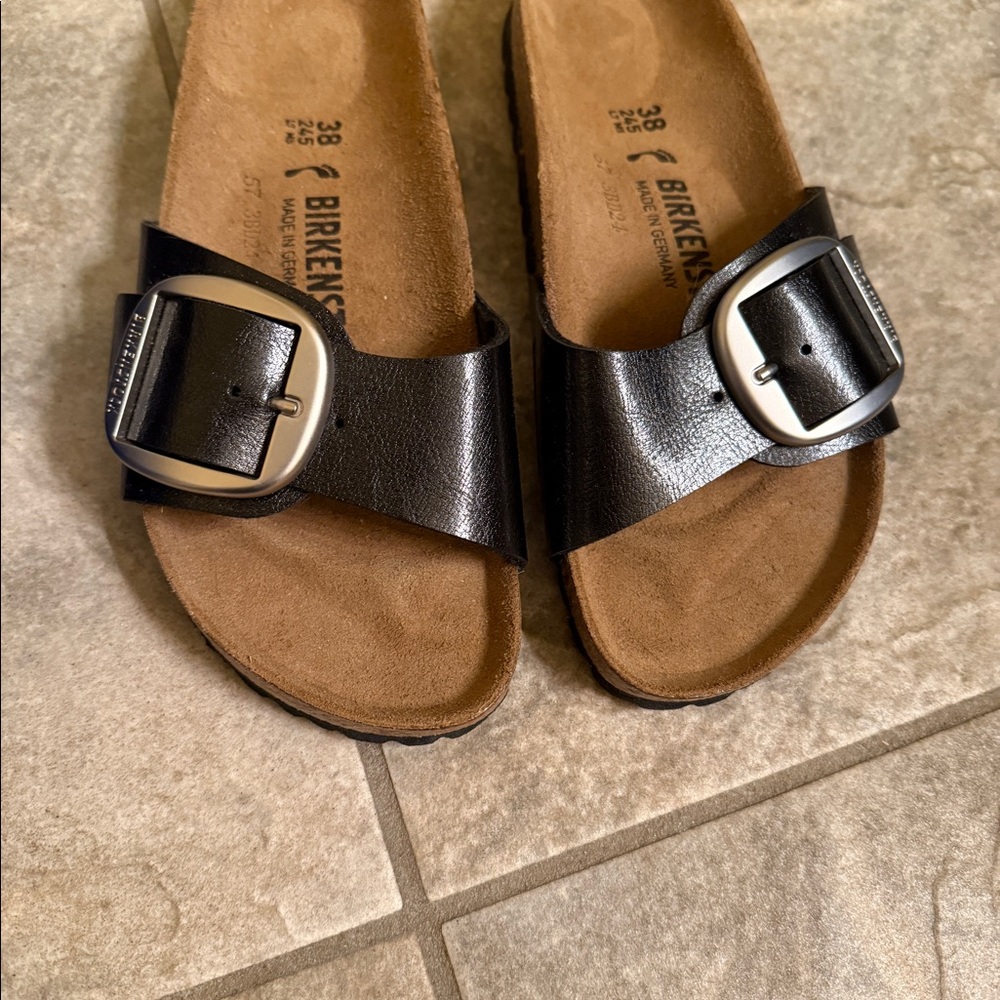 New - never worn. Birkenstock Madrid Big Buckle Sandal - Women's size 38, Black.